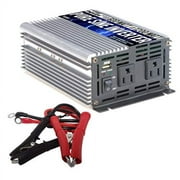 GoWISE Power 600W Pure Sine Wave Inverter 12V DC to 120V AC with 2 AC Outlets + 1 5V USB Port and 2 Clamp Cables (1200W Peak) PS1001