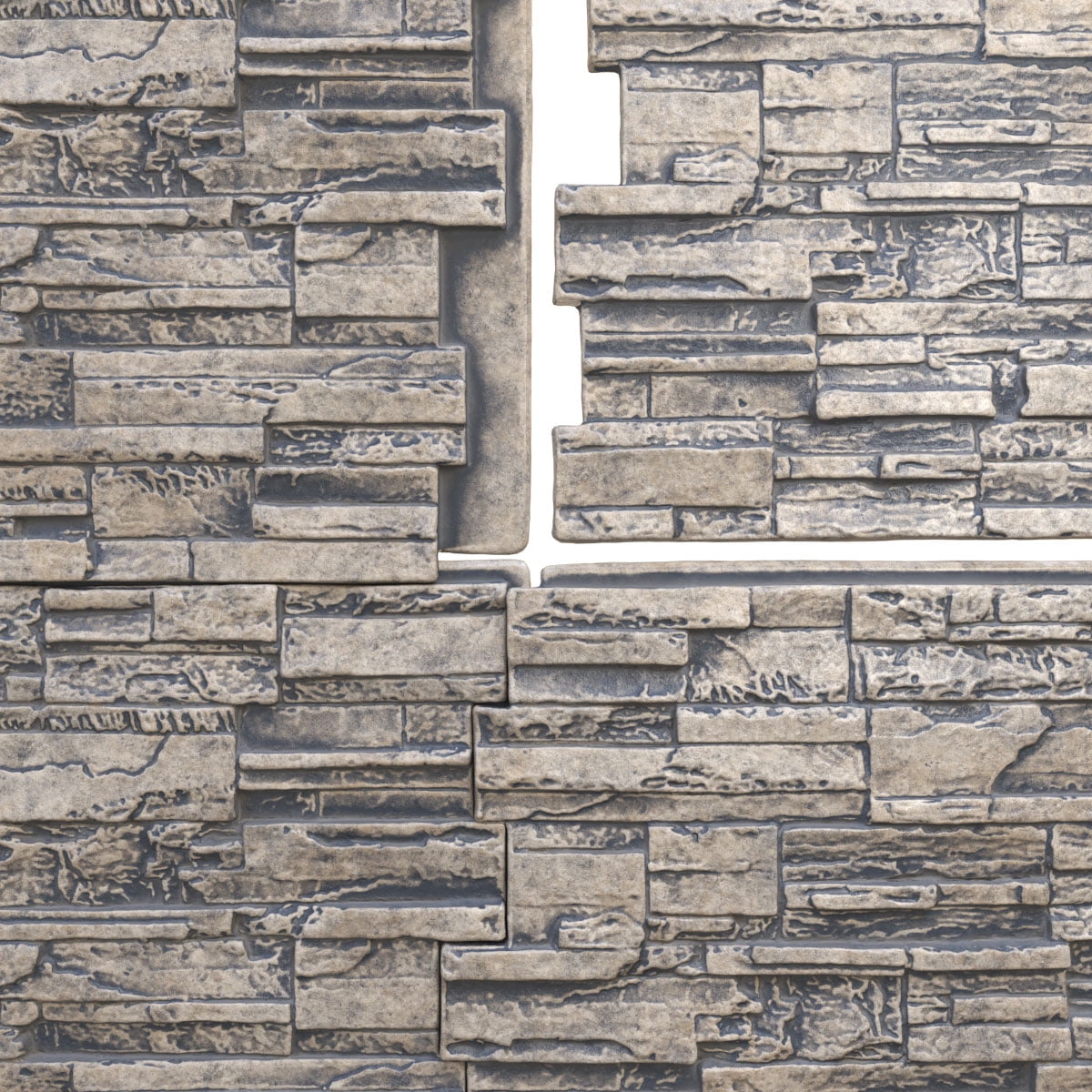 Ekena Millwork 48 5/8"W x 24 3/4"H x 1 1/4"D Cascade Stacked Stone, EverStone Faux Stone Siding Panel, Linen Graphite