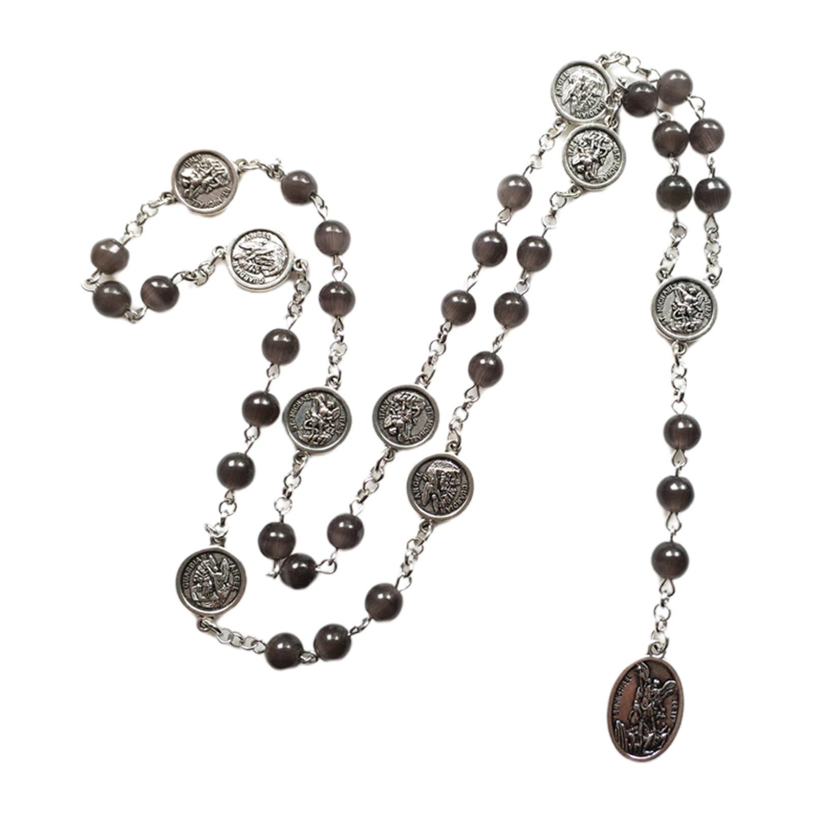 FaithHeart Saint Benedict Rosary Necklace with Holy Soil Medal Cross Crucifix Pendant 