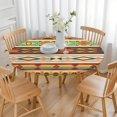 thumbnail image 3 of Ethnic Geometric Striped Pattern Round Fitted Tablecloth with Elastic Edge,Dining Table Cover Waterproof,Outdoor Round Tablecloth for Camping,Dining,Indoor and Outdoor, 3 of 7