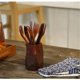 thumbnail image 4 of Palillos, vajilla, juegos de cubiertos de madera con cuchara, tenedor, bolsa de tela, respetuoso con el medio ambiente, portátil de viaje, 4 of 5