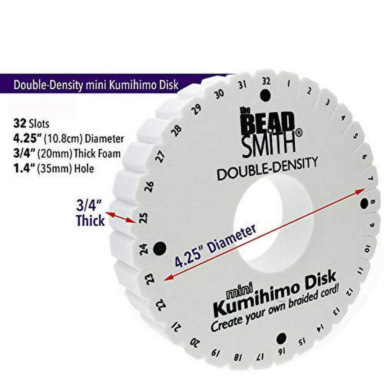 The Beadsmith Double Density Kumihimo Disk, For Japanese Braiding and  Cording 4.25 Inches, White