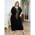 thumbnail image 2 of Edolynsa Plus Size Moroccan Kaftan Dress for Women Embroidery Caftan Tunic Maxi Beach Dresses Bathing Suit Cover up Sleepwear, 2 of 9