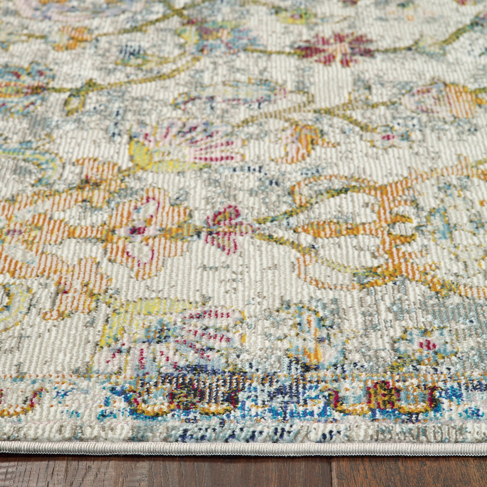 LR Home Ada 7'9" x 9'9" Green/Gray Distressed Floral Indoor Area Rug