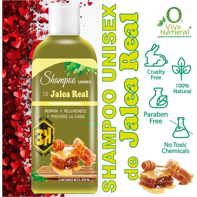 Shampoo 3H Jalea Real de 500 ml. Repara, Rejuvenece y Previene la Caída del Cabello