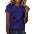 thumbnail image 2 of TSADFHJI Hauts Femmes Court T-Shirt de la Saint-Valentin pour Femme Décontracté Col Rond Simple et Mignon Imprimé Amour Manches Courtes T-Shirt Haut TTTG Violet, 2 of 5