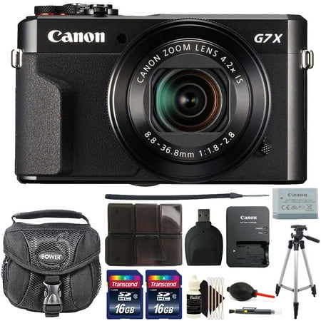 Canon G7X Mark II PowerShot 20.1MP BLACK Digital Camera with 32GB Accessory Kit (Best Digital Camera Under 125)