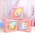 thumbnail image 5 of Cheinxy 1st Birthday 'ONE' Decorations Boxes for Boys Girls - Clear Cube Blocks 'ONE' Letters for Cake Smash Photoshoot Props & Backdrop(Pink), 5 of 7