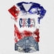 thumbnail image 4 of Fiudx Ofertas Flash Del Día Blusas Del Día de La Independencia para Mujer Camiseta de Manga Corta Estampada con Cuello En V, 4 of 5