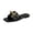 Black, variant on Womens Slip On Walking Shoes, Vacation Sandals for Women, Women's Leather Slide Sandals With Chain Detail, Summer Beach Open Toe Slip On Slipper, Elegant Flat Shoes for Women, White 5.5