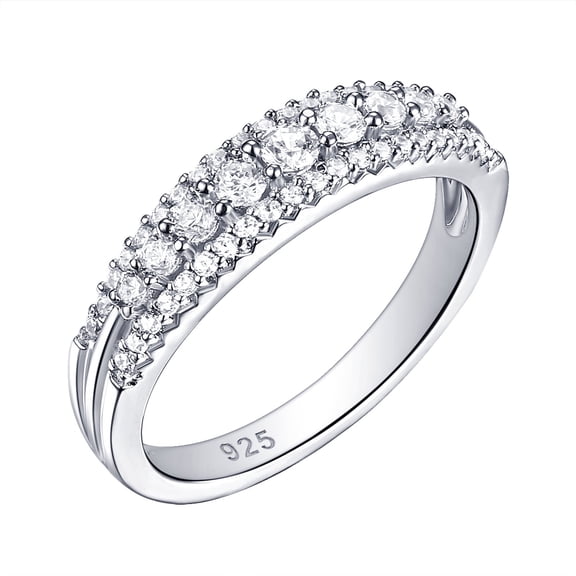 Wuziwen 3mm Wedding Band for Women 925 Sterling Silver Round Eternity Rings AAAAA Cz Size 7