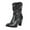 Black, variant on Fesfesfes Womens Black Boots Shoes Fashion Solid Color High Heels Casual Warm Wear-resistant Slip-on Fleece Cowgirl 6(37)