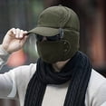 thumbnail image 2 of Winter Trapper Hat, IC ICLOVER Unisex Ushanka Hunting Hat Russian Trooper Ear Flap Chin Strap Hat with Windproof Mask-Keep Warm in Cold Weather-Dark Green, 2 of 10