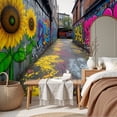 thumbnail image 6 of Graffiti Wallpaper Alleyway Vibrant Sunflower Graffiti Peel and Stick Wall Murals 69"H x 96"W Removable PVC Wall Paper Self-Adhesive Wall Paintings Art Decor for Bedroom Living Room, 6 of 7