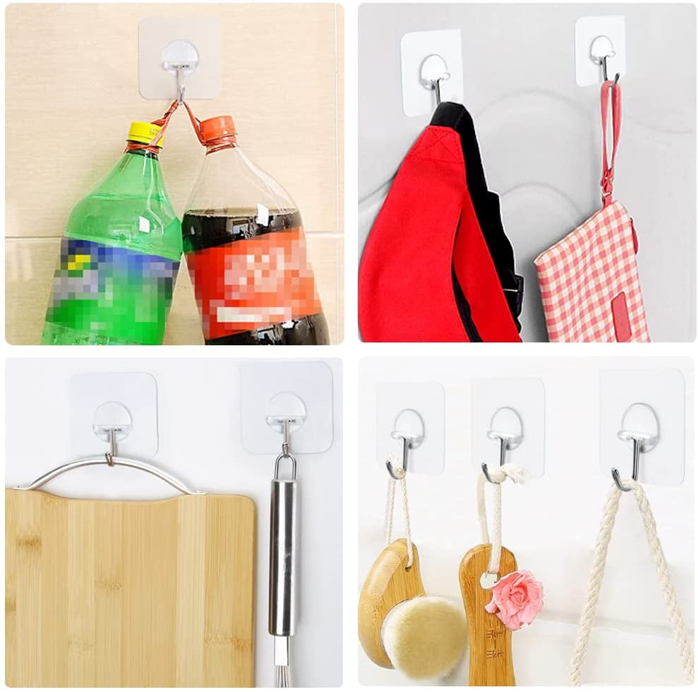 FOTYRIG Adhesive Sticky Hooks for Hanging Heavy Duty Hangers Without Nails  15lb(Max) 180 Degree Rotating Seamless Stick on Wall Hooks Bathroom Kitchen  Office Ou…