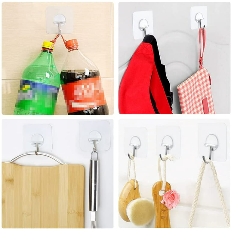 Adhesive Hooks Sticky Hooks for Hanging Heavy Duty Wall Hangers Without Nails 15lb(Max) 180 Degree Rotating Seamless Stick on Wall Hooks Bathroom