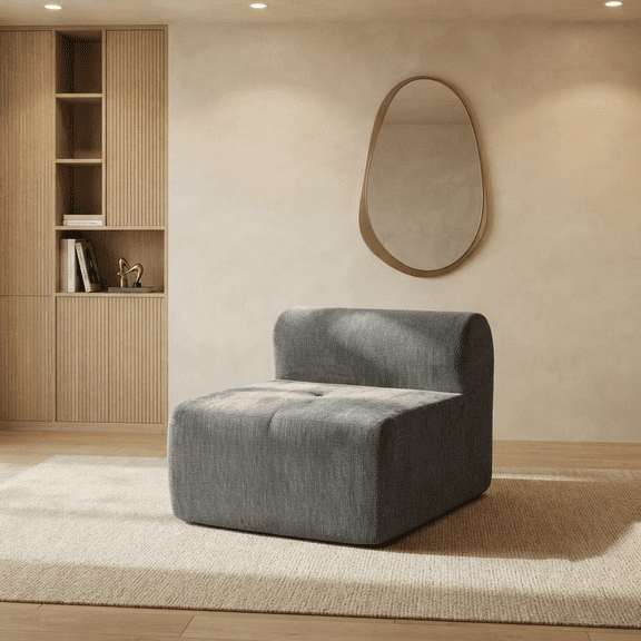 37" Modular Sectional Sofa,Cloud Couch with Extra Deep Seat & High Back,No Assembly,Soft Chenille Fabric,Memory Foam Couch for Living Room,Single Seat,Dark Gray