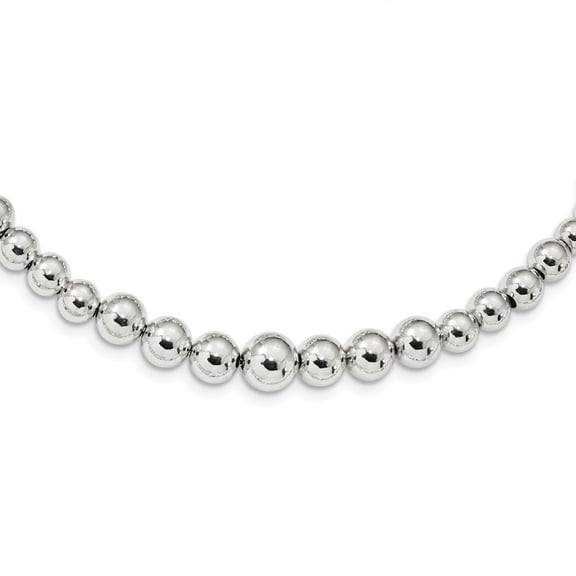 1mm Sterling Silver Graduated Beads Adjustable Necklace - 13.6 Grams - 28 Inch
