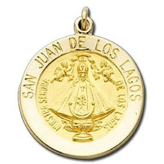 San Juan De Los Lagos Religious Medal - Solid 14k Yellow Gold, Under 2/3" (15.0mm)