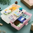 thumbnail image 2 of Stalwart 14” Plastic Tackle Box Organizer - 3-Layer Portable Craft Storage Art Caddy, Pink, 2 of 6