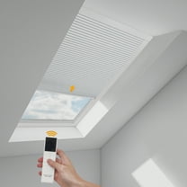 Keego Motorized Skylight Cellular Shades Blinds Efficient Systems Intelligent Control Remote Controls Smart Skylight Shades - White (Blackout), 35.75"W x 68"H