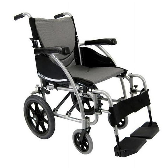 S-Ergo 115 20 in. seat Ergonomic Transport Wheelchair with Swing-Away Footrests in Silver