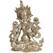 Exotic India Goddess White Tara (Tibetan Buddhist Deity) - Brass Statue