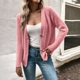 thumbnail image 5 of Lovskoo Cropped Cardigan Sweaters for Women Casual Long Sleeve Solid Color Coat Cardigan Blouse Pink, 5 of 8