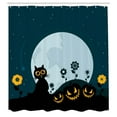 thumbnail image 3 of Ambesonne Cat Shower Curtain, Kitty Under Moon, 69"Wx70"L, Black Blue, 3 of 5