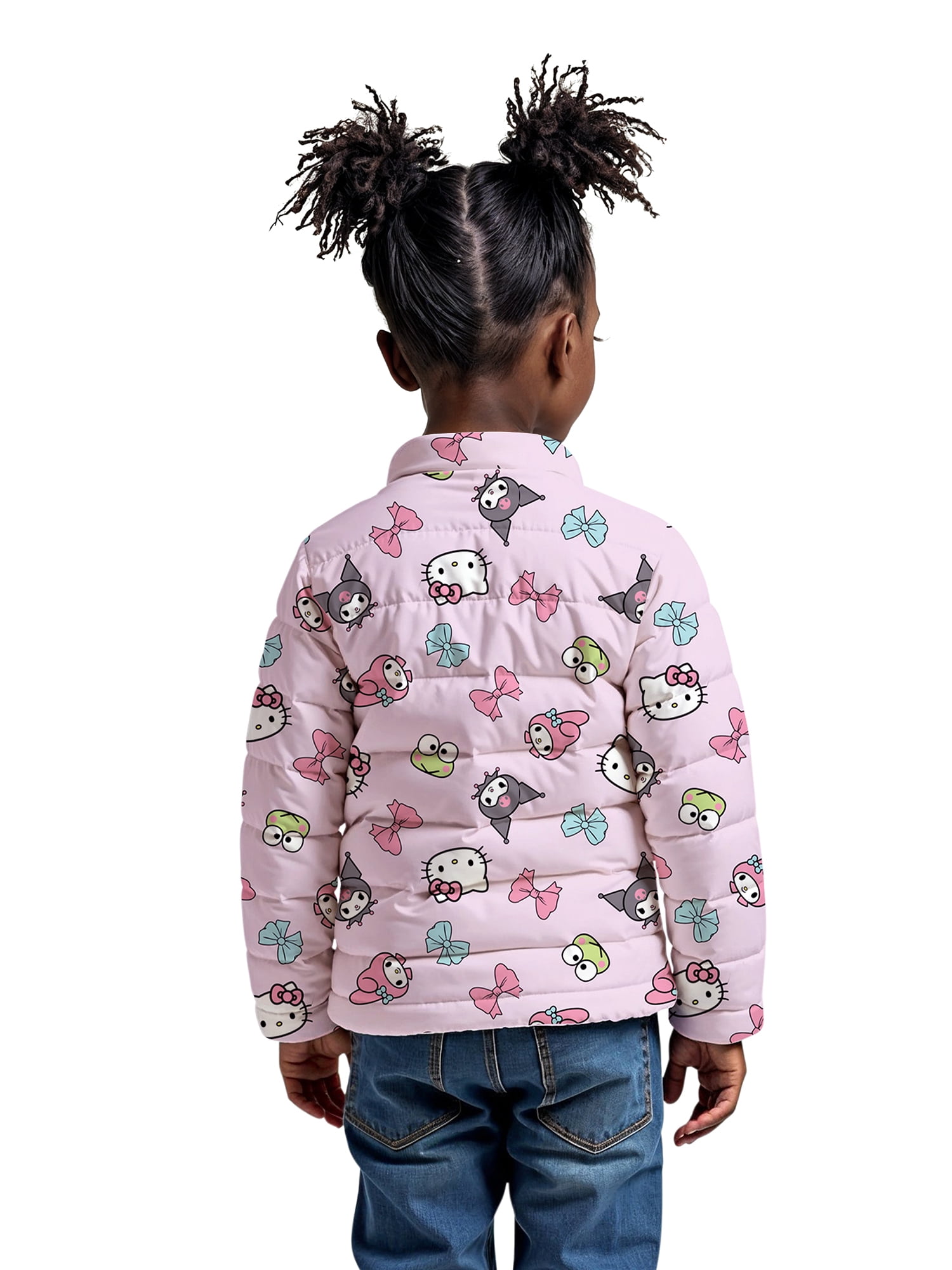 Hello Kitty and Friends Girls Print Zip Puffer Jacket, Lightweight, Sizes 4-18