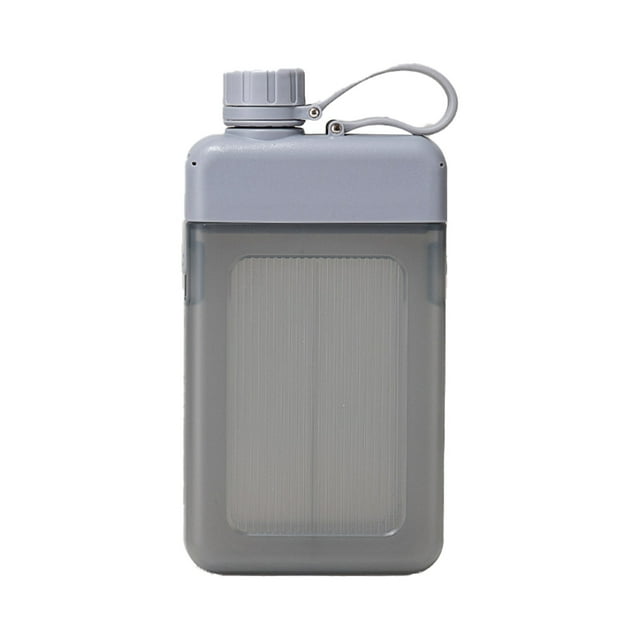 CSChome Bouilloire de Sport 450ml Bouteille de Sport Résistante à la Chaleur, Étanche, Anti-Chute, Transparente, Créative, Carrée, Plate, pour Sports Extérieurs