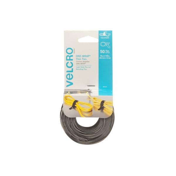 VELCRO® Brand ONEWRAP® Thin Ties 8in x 1/2in Ties Cable Ties Gray
