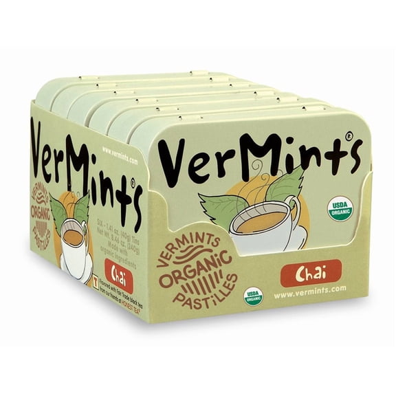 VerMints Organic Chai Mints, 1.41oz Tins - Pack Of 6