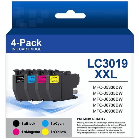 Cartuchos de tinta Ksuellpwr LC3019XXL, paquete de 4, para impresora Brother