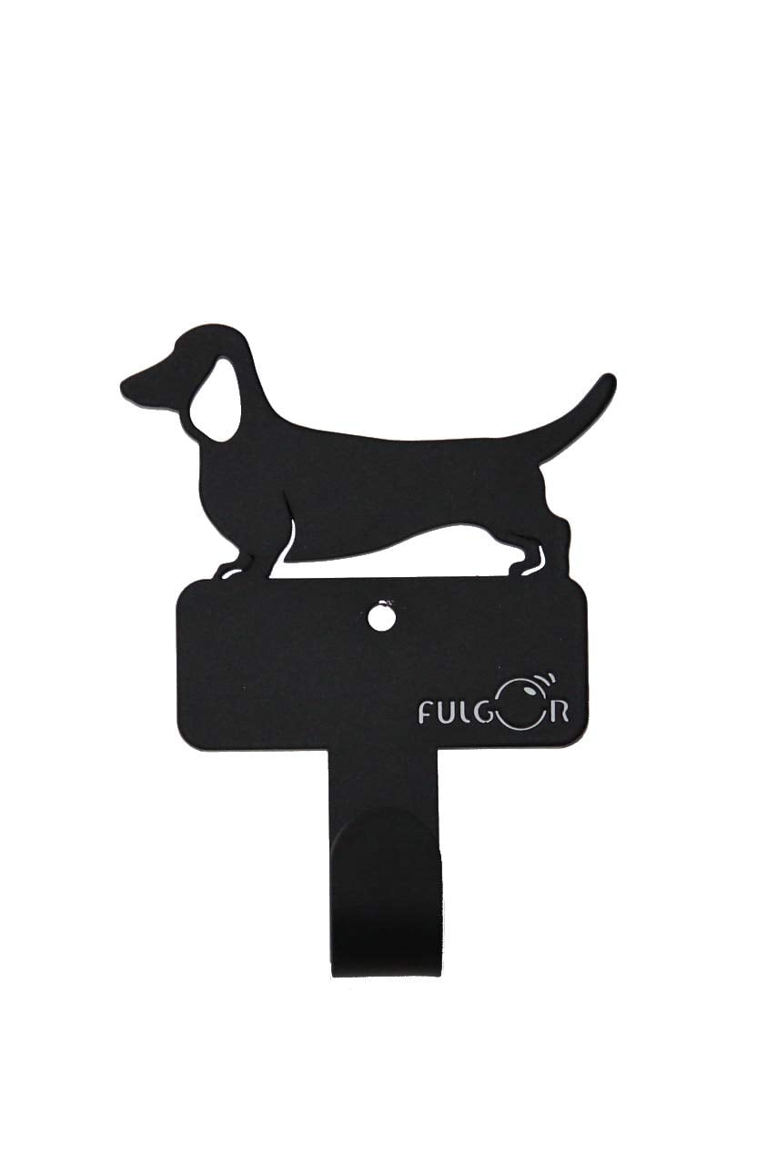 Decorative Dachshund Dog Design Black Metal Wall Mounted 4 Hook Organizer Rack 