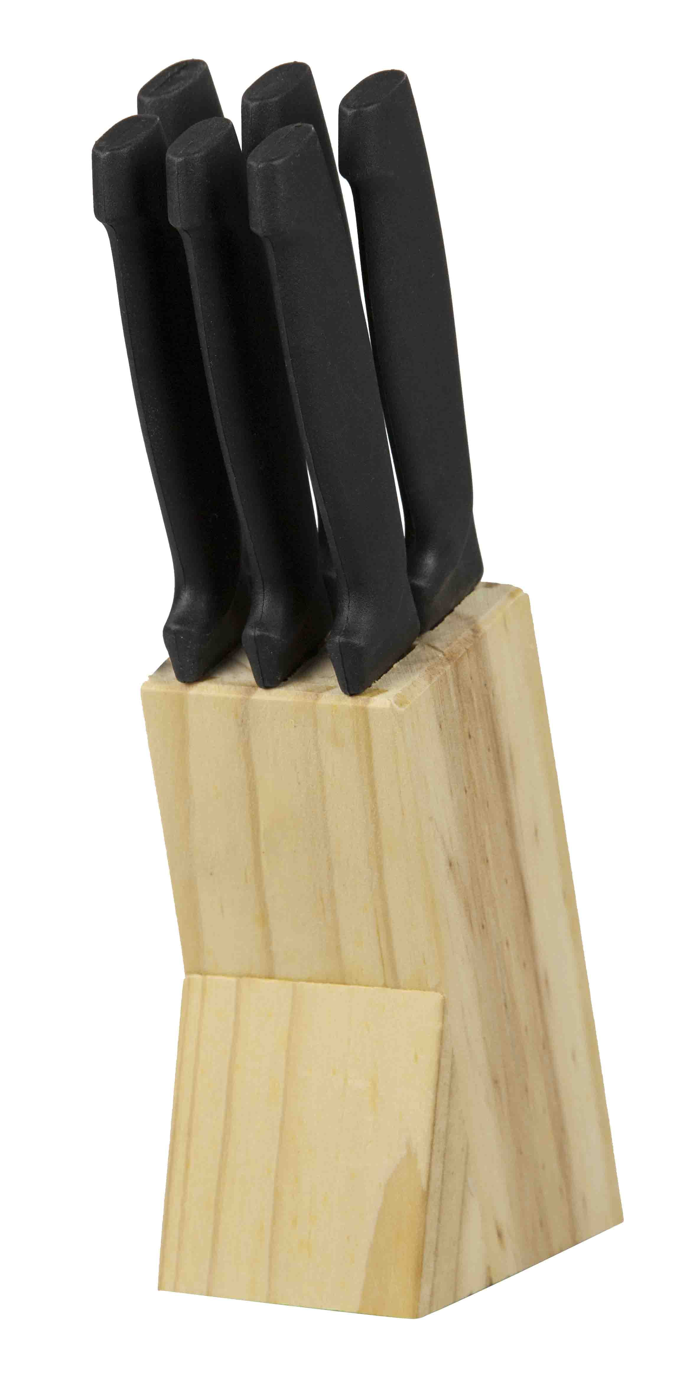 6 Piece Stainless Steel Steak Knife Set with All Natural Wood Display Block - Walmart.com