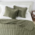 thumbnail image 2 of Dual-Sided Velvet Box-Stitched Heavyweight 3-Piece Full / Queen Quilt Set, Loden, 2 of 6