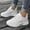 White, variant on Women's Sneakers Low-top Women's Breathable Solid Color Mesh Sneakers, Lace Up Platform Casual Trainers