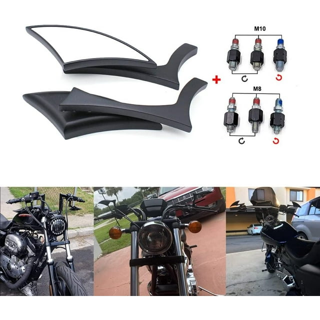 Chrome Motorcycle Spear Blade Rear View Mirrors for Davidson Cruiser Choppers Bobber Bike
