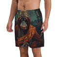 thumbnail image 2 of KLL Banana Leaf Meditating Gorilla Men's Casual Summer Beach Shorts Hawaiian Shorts with Pockets-3X-Large, 2 of 5
