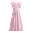 thumbnail image 3 of CPNG Girls' Soft Floor-Length Chiffon Dress – Ruffled Flutter Sleeves, Pleated Bodice & Cinched Waist for Flower Girl, Wedding Guest & Formal Special Occasions, 3 of 8