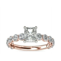1.35 Ct Brilliant Radiant Cut Natural Diamond Accents Elegant Halo Ring for Women Solid 18K Rose Gold Size 6