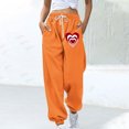 thumbnail image 2 of miqiqism Clearance Woman Heart Pants for Valentines High Waisted Sweatpants Casual Joggy Trousers Fashion Athletic Joggy Trousers Lightweight Baggy Pant Pocket Sweatpant,03_Orange,Small, 2 of 4