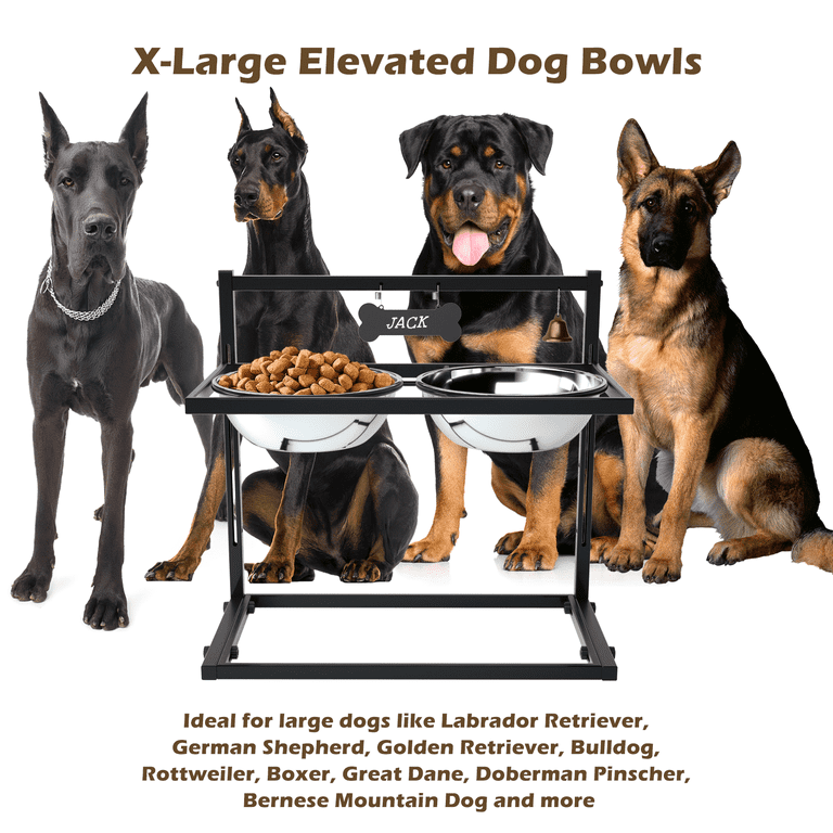 Elevated Dog Bowls for Extra Large Dogs with Mat Raised Dog Bowl Stand for Large Breed Adjusable Height Dog Feeder with Two 3L Stainless Steel Dog Food Bowls Walmart