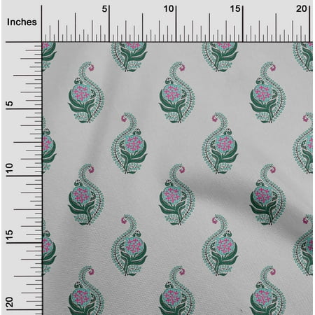 oneOone Organic Cotton Voile Fabric Leaves & Floral Block Fabric Prints By Yard 42 Inch Wide
