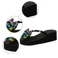 thumbnail image 5 of YOUSNH Women Sandals Fashionable New Pattern Bow Sequin Wedge Open Toe Breathable Lightweight Comfortable Summer Slippers Summer Sandals Black 7.5(39), 5 of 9