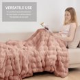 thumbnail image 4 of VK·LIVING Thick Ribbed Faux Rabbit Fur Cozy Reversible Throw Blanket,Super Soft 3D Striped Fuzzy Cozy Blankets,Pink,108"x 90", 4 of 7