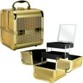 thumbnail image 4 of K-Cliffs Gold Ice Cube 2-Tier Extendable Trays Cosmetic Makeup Case w/ Mirror and Brush Holder, 4 of 7