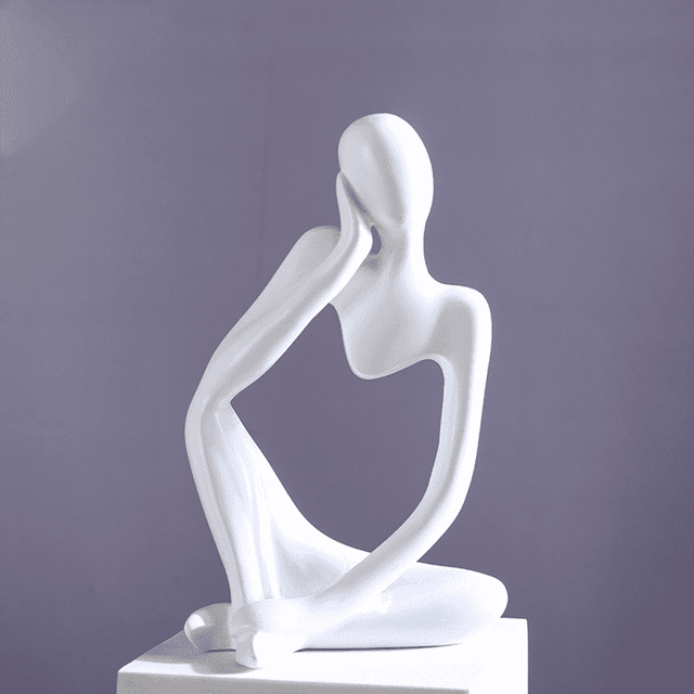 Estatua del pensador (blanco), escultura de pensador de resina, estatua de personaje abstracto, figuras modernas, decoración del hogar, oficina, adorno de escritorio, regalos de cumpleaños
