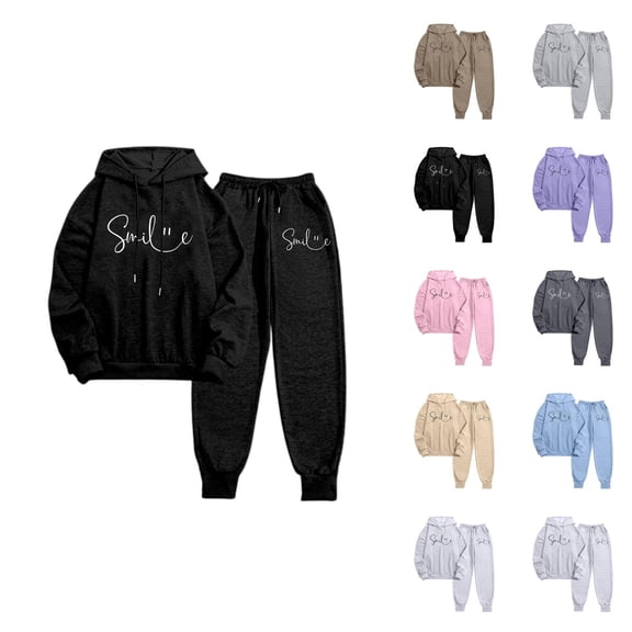 Track Suits for Women Set 2025 Graphic Hoodie and Jogger Sweatpants 2 Piece Matching Sweatsuit Travel Lounge Set